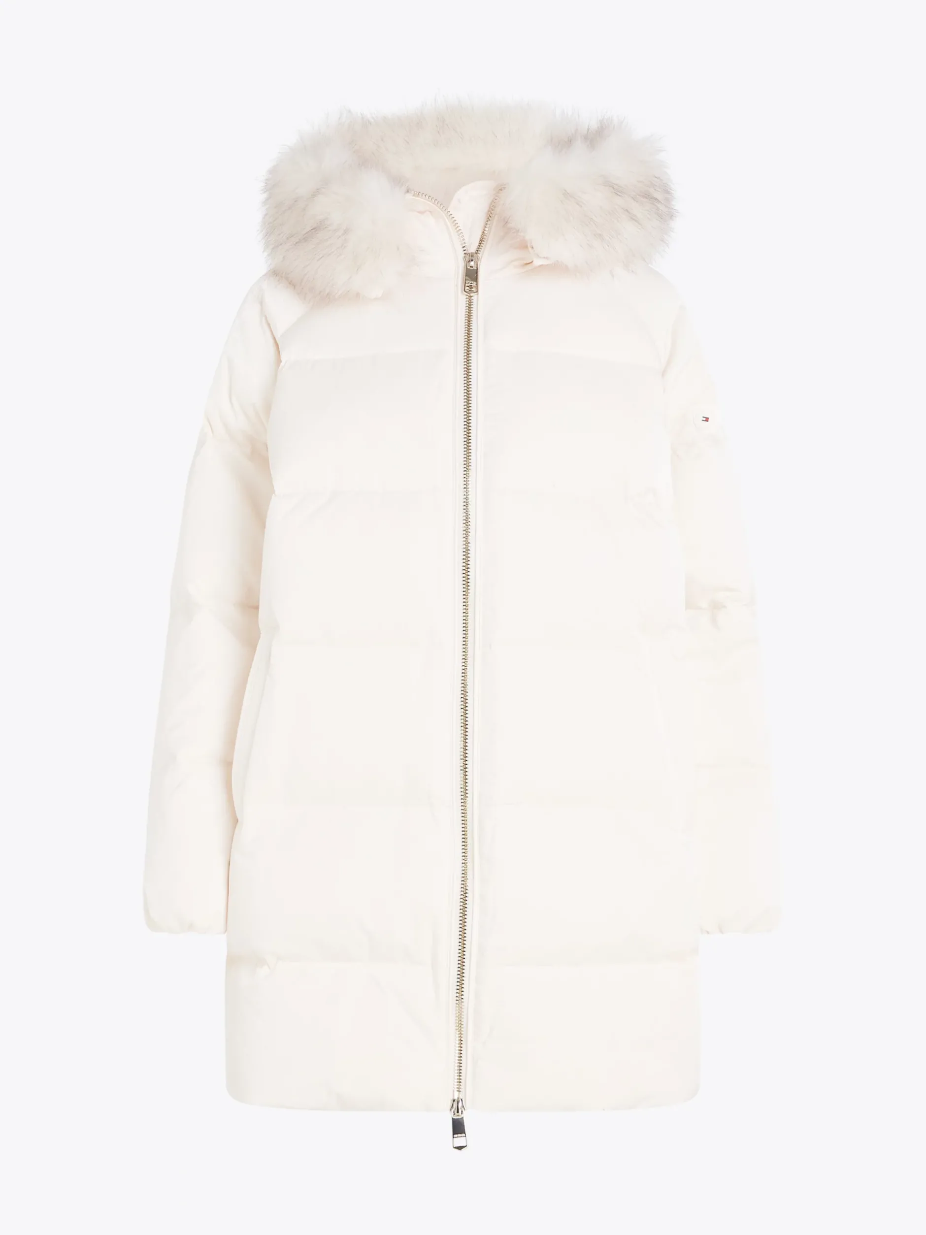 Kurtki & Płaszcze*Tommy Hilfiger Puchowwy Płaszcz Z Błyszczącym Wykończeniem ANCIENT WHITE