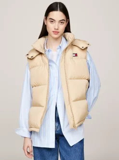 Kurtki & Płaszcze*Tommy Hilfiger Puchowy Bezrękawnik Alaska Z Kapturem GENTLE GOLD