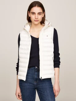 Kurtki & Płaszcze*Tommy Hilfiger Puchowy Bezrękawnik Z Kapturem ANCIENT WHITE