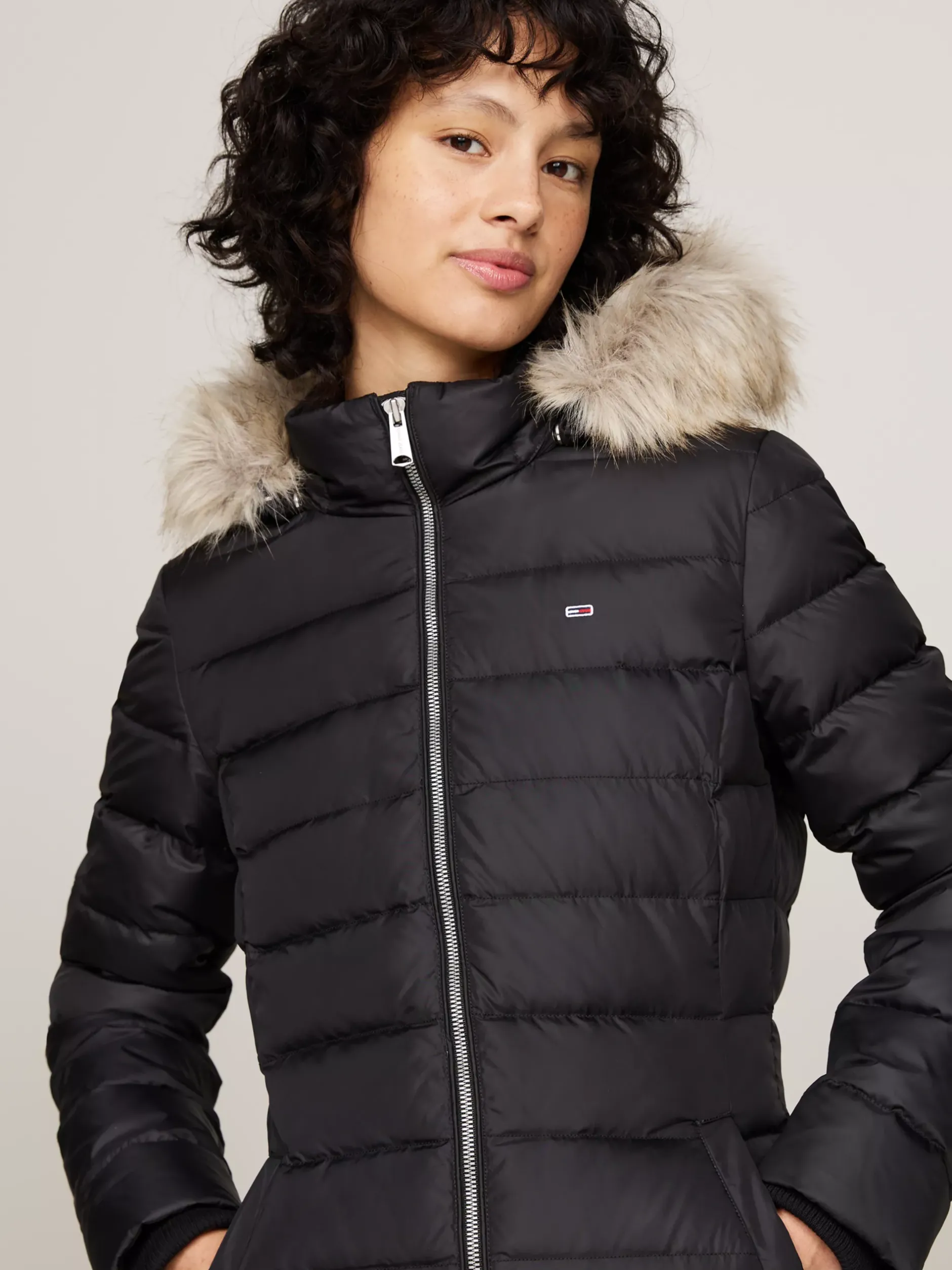 Kurtki & Płaszcze*Tommy Hilfiger Puchowy Płaszcz Z Kapturem BLACK
