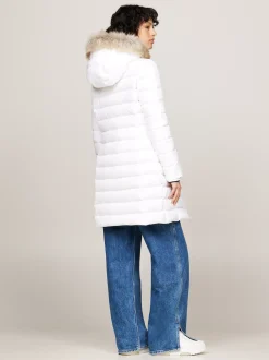 Kurtki & Płaszcze*Tommy Hilfiger Puchowy Płaszcz Z Kapturem WHITE