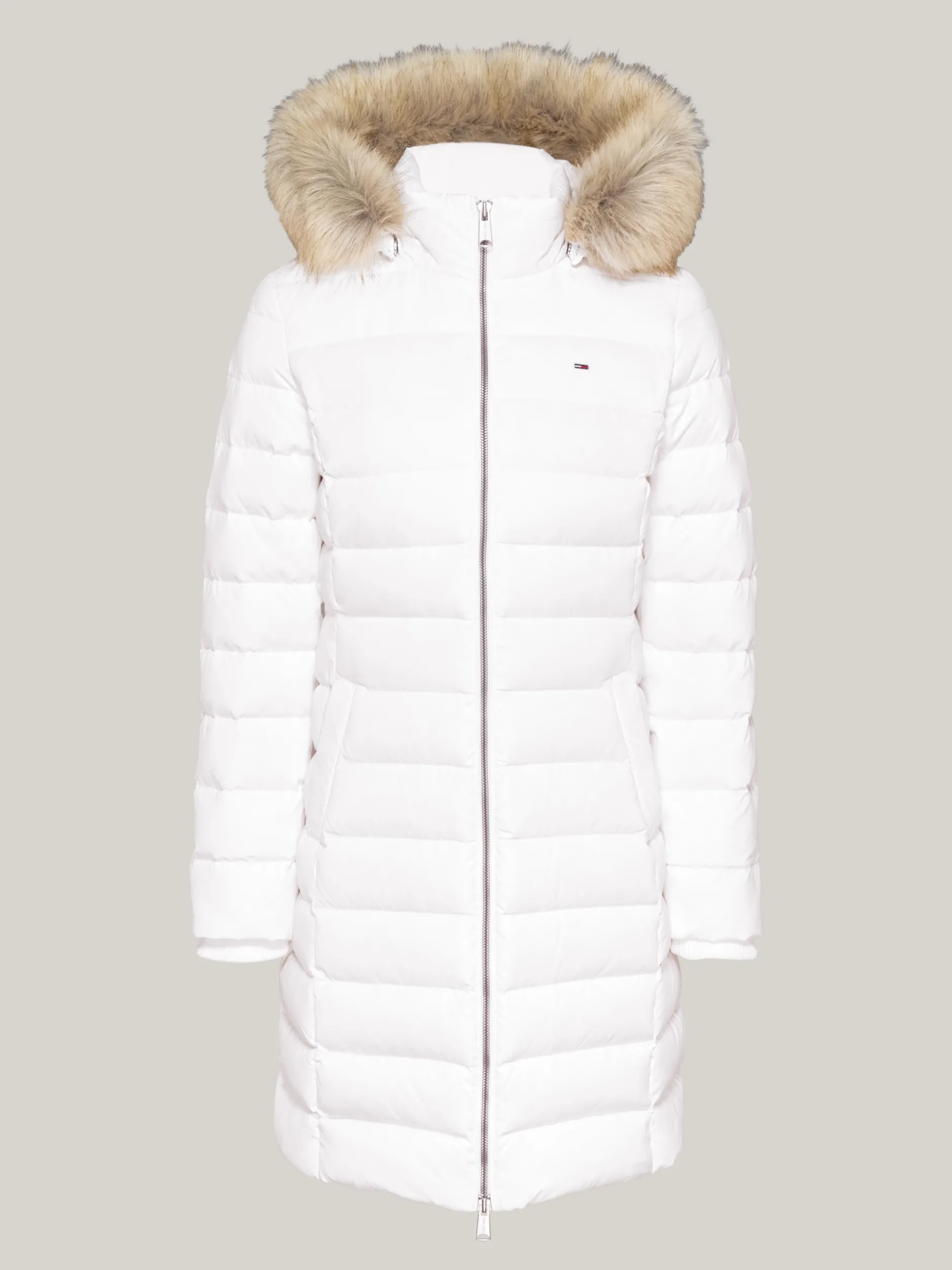 Kurtki & Płaszcze*Tommy Hilfiger Puchowy Płaszcz Z Kapturem WHITE