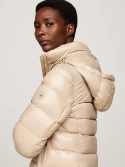 Kurtki & Płaszcze*Tommy Hilfiger Puchowy Płaszcz Z Kapturem BEIGE