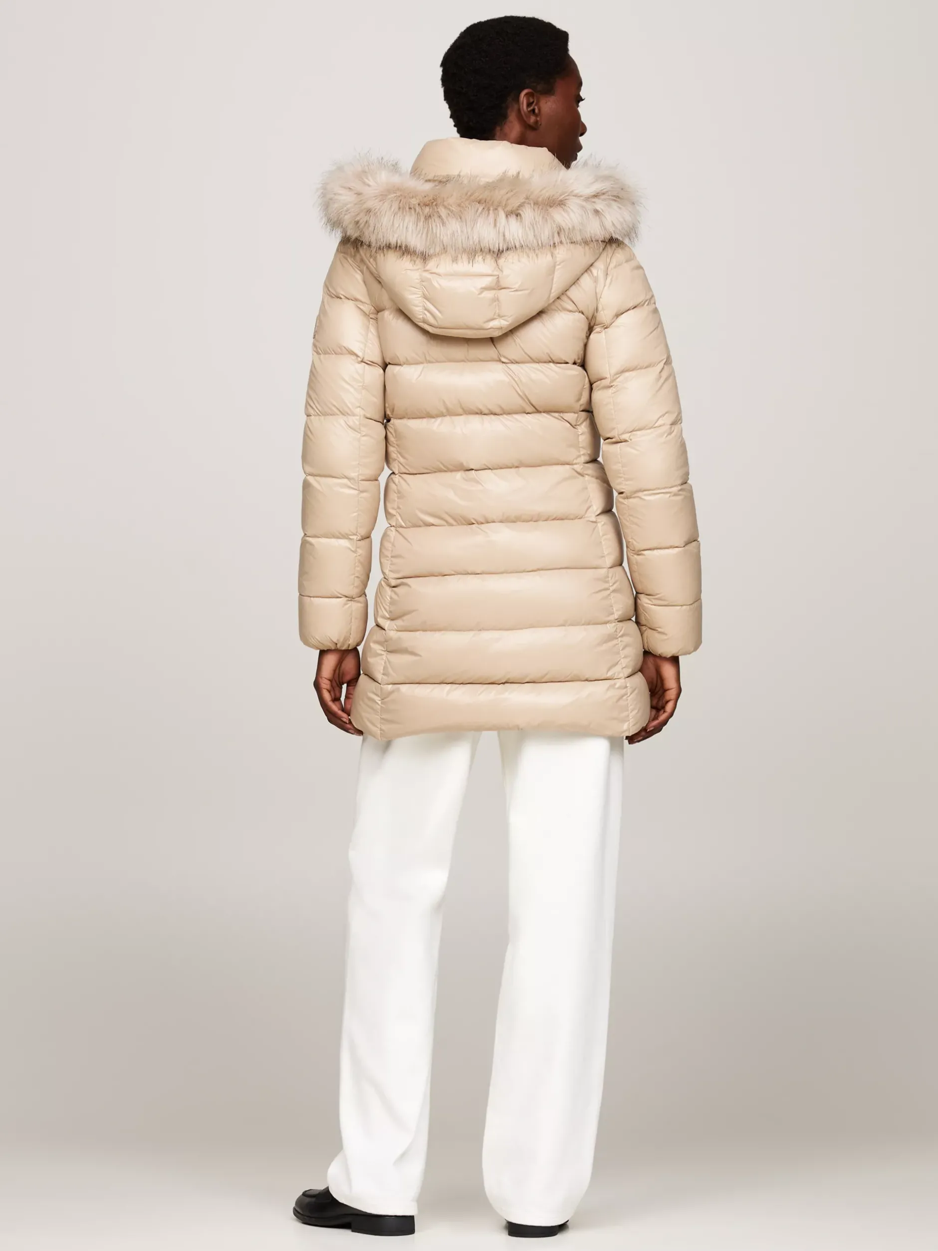 Kurtki & Płaszcze*Tommy Hilfiger Puchowy Płaszcz Z Kapturem BEIGE