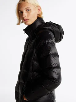 Kurtki & Płaszcze*Tommy Hilfiger Puchowy Płaszcz Z Kapturem BLACK