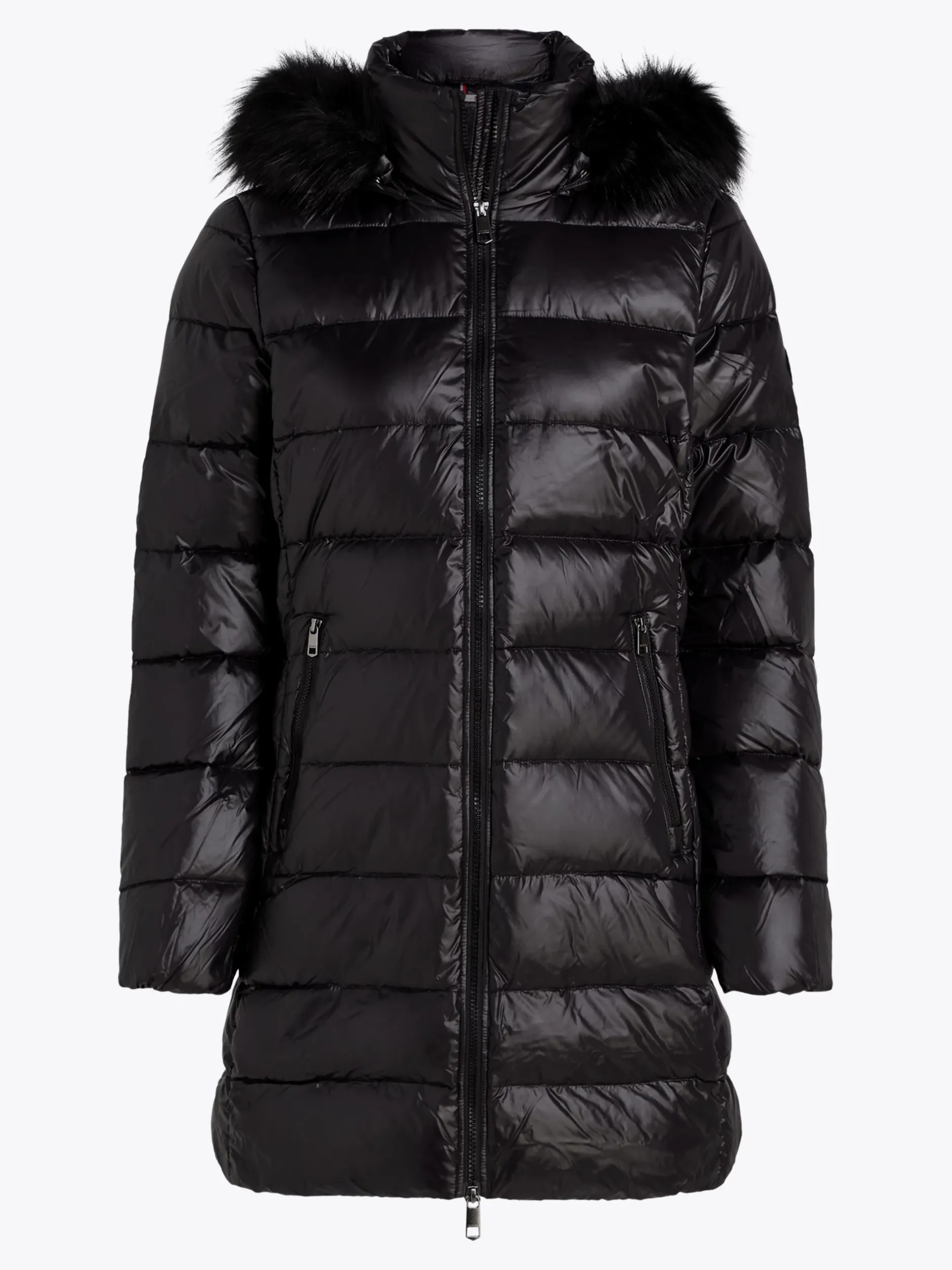 Kurtki & Płaszcze*Tommy Hilfiger Puchowy Płaszcz Z Kapturem BLACK
