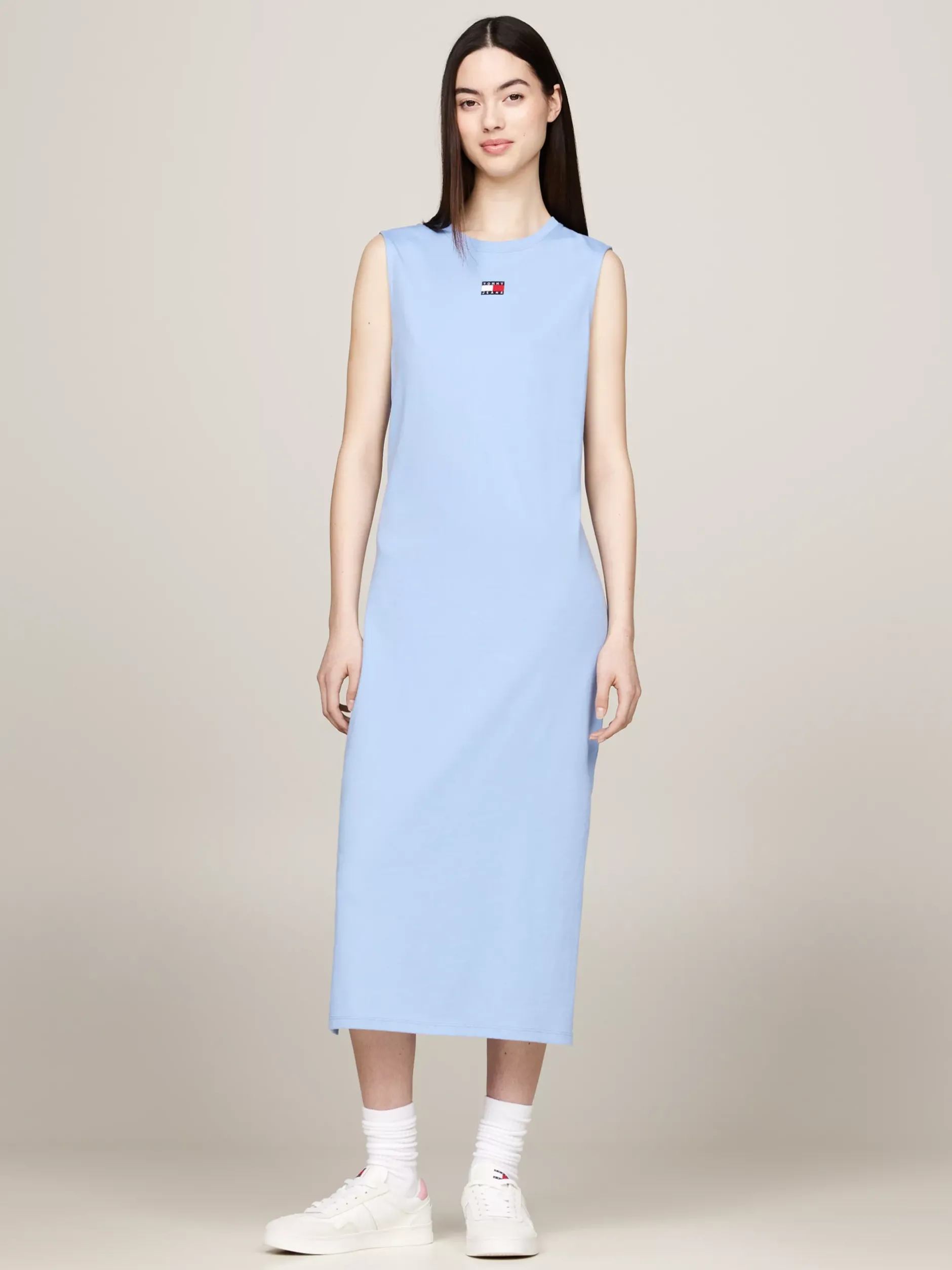 Sukienki*Tommy Hilfiger Pudełkowa Sukienka Maxi Bez Rękawów Z Naszywką WESTSIDE BLUE