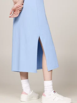 Sukienki*Tommy Hilfiger Pudełkowa Sukienka Maxi Bez Rękawów Z Naszywką WESTSIDE BLUE