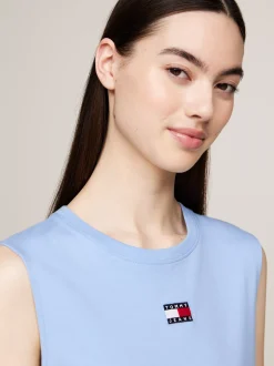 Sukienki*Tommy Hilfiger Pudełkowa Sukienka Maxi Bez Rękawów Z Naszywką WESTSIDE BLUE