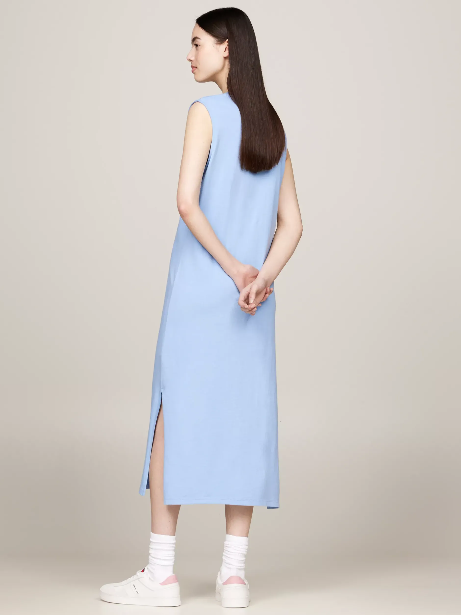 Sukienki*Tommy Hilfiger Pudełkowa Sukienka Maxi Bez Rękawów Z Naszywką WESTSIDE BLUE