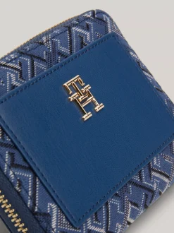 Portfele & Breloczki Do Kluczy*Tommy Hilfiger Średni Portfel Zapinany Na Zamek FOSSIL BLUE MONO