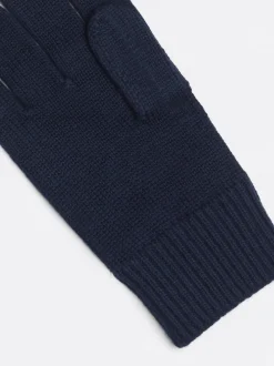 Czapki I Szaliki*Tommy Hilfiger Rękawiczki Z Haftem Z Logo Hilfiger SPACE BLUE