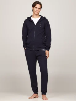 Stroje Domowe*Tommy Hilfiger Rozpinana Bluza Domowa Z Kapturem TH Original DESERT SKY