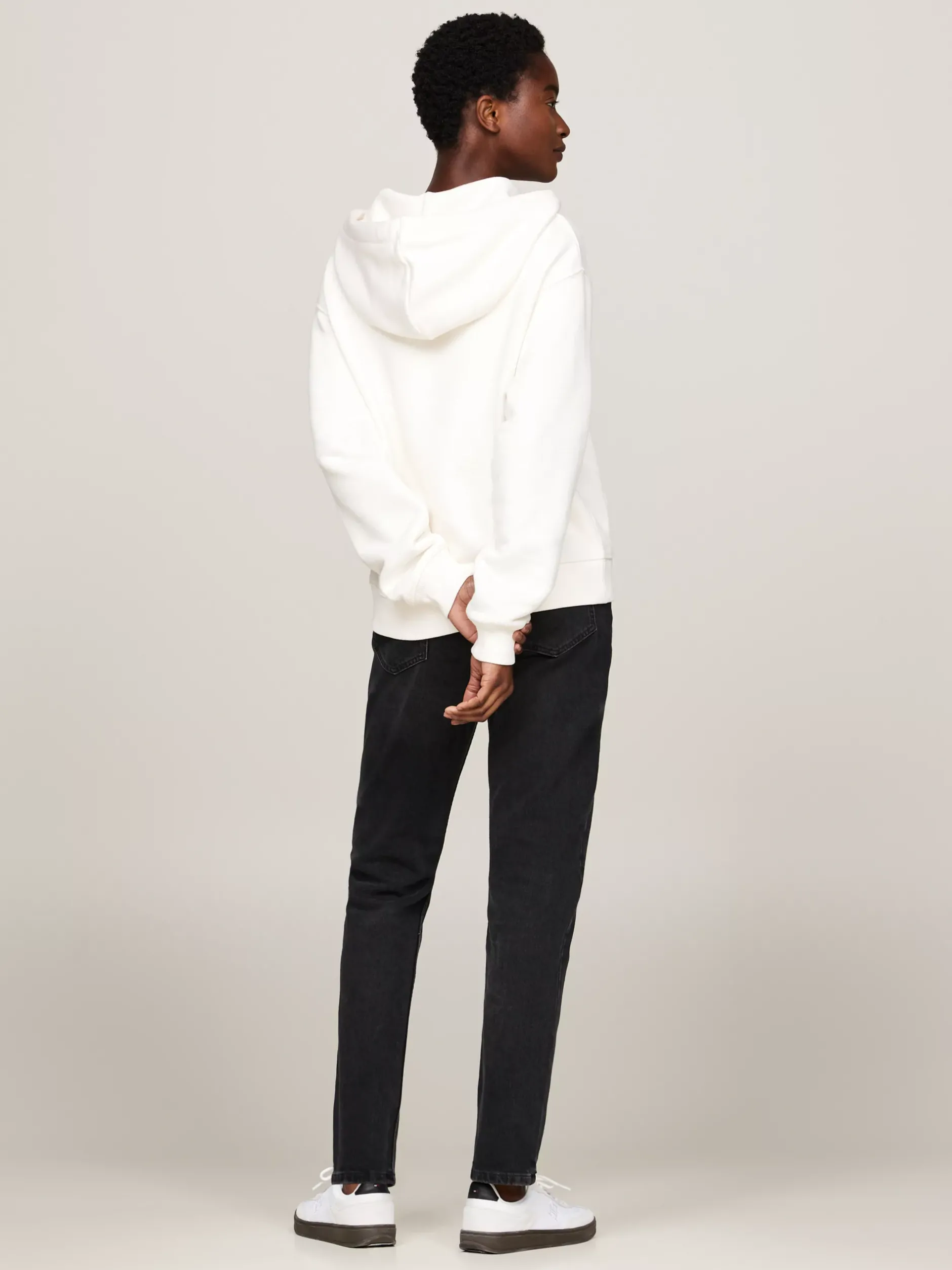Bluzy Dresowe & Z Kapturem*Tommy Hilfiger Rozpinana Bluza Z Kaligrafowanym Logo ANCIENT WHITE