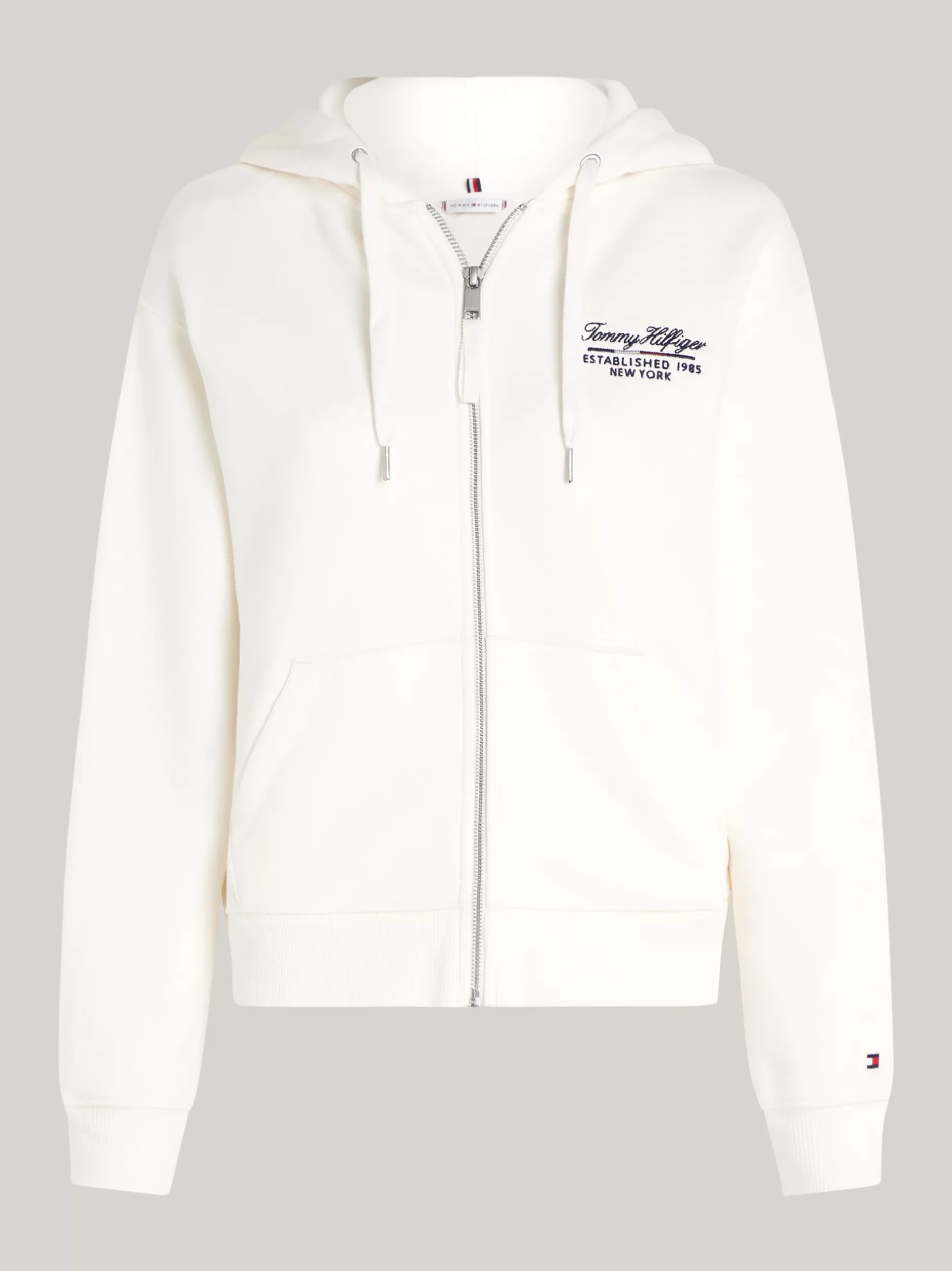 Bluzy Dresowe & Z Kapturem*Tommy Hilfiger Rozpinana Bluza Z Kaligrafowanym Logo ANCIENT WHITE