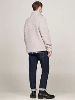 Bluzy Dresowe & Z Kapturem*Tommy Hilfiger Rozpinana Bluza Z Teksturowanej Dzianiny HEATHERED PEBBLE