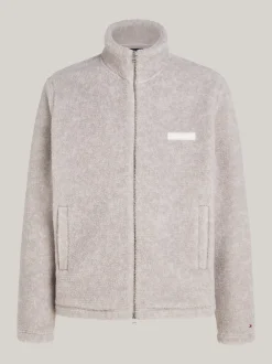 Bluzy Dresowe & Z Kapturem*Tommy Hilfiger Rozpinana Bluza Z Teksturowanej Dzianiny HEATHERED PEBBLE