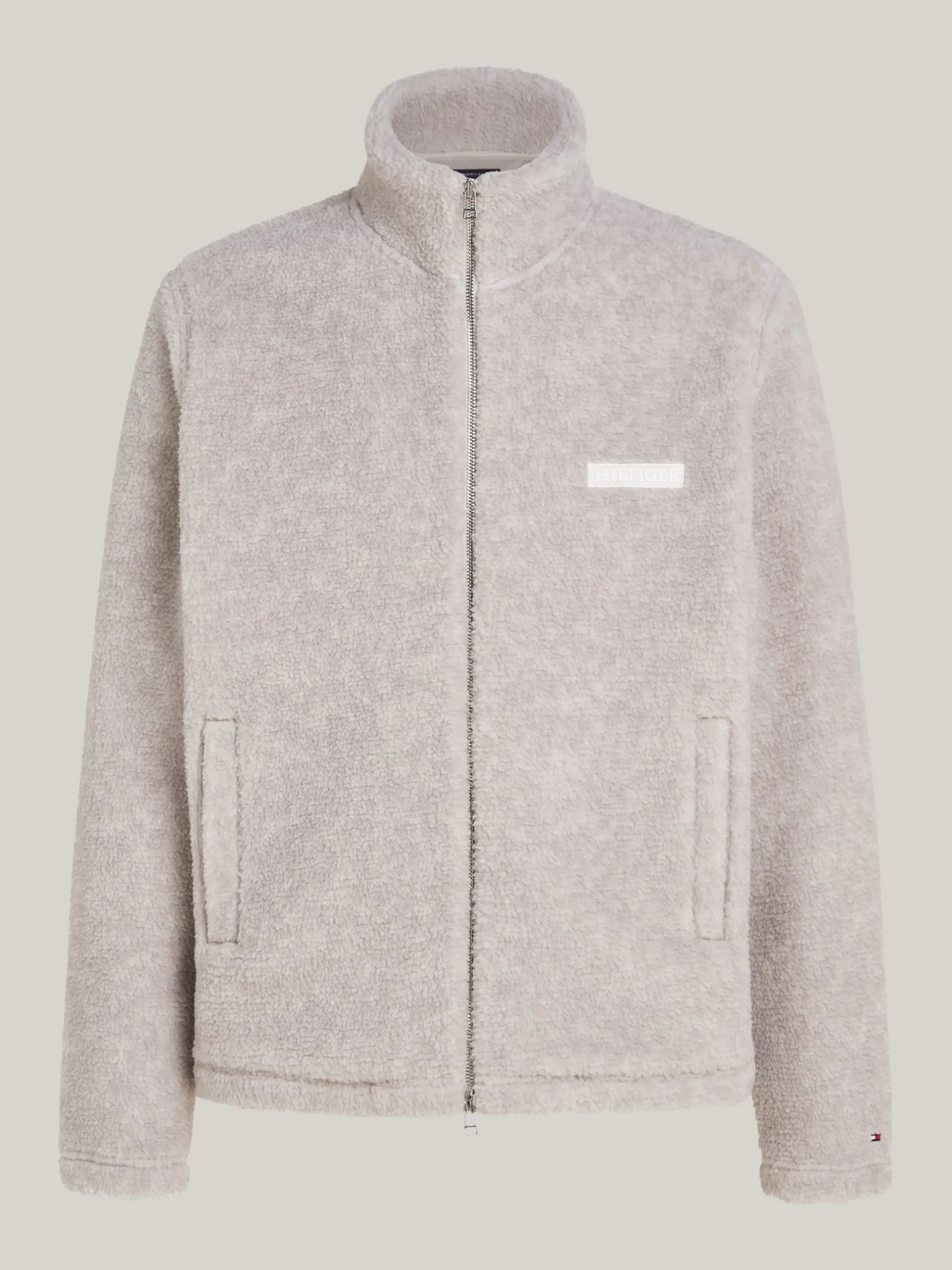 Bluzy Dresowe & Z Kapturem*Tommy Hilfiger Rozpinana Bluza Z Teksturowanej Dzianiny HEATHERED PEBBLE