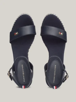 Sandały*Tommy Hilfiger Sandały Na Koturnach Z Rafii SPACE BLUE