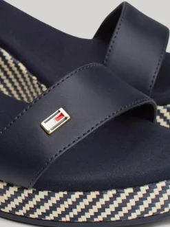 Sandały*Tommy Hilfiger Sandały Na Koturnach Z Rafii SPACE BLUE