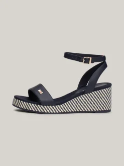 Sandały*Tommy Hilfiger Sandały Na Koturnach Z Rafii SPACE BLUE