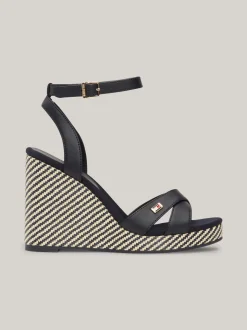 Sandały*Tommy Hilfiger Sandały Na Koturnie Z Paskami Z Rafii SPACE BLUE