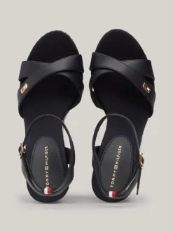 Sandały*Tommy Hilfiger Sandały Na Koturnie Z Paskami Z Rafii SPACE BLUE