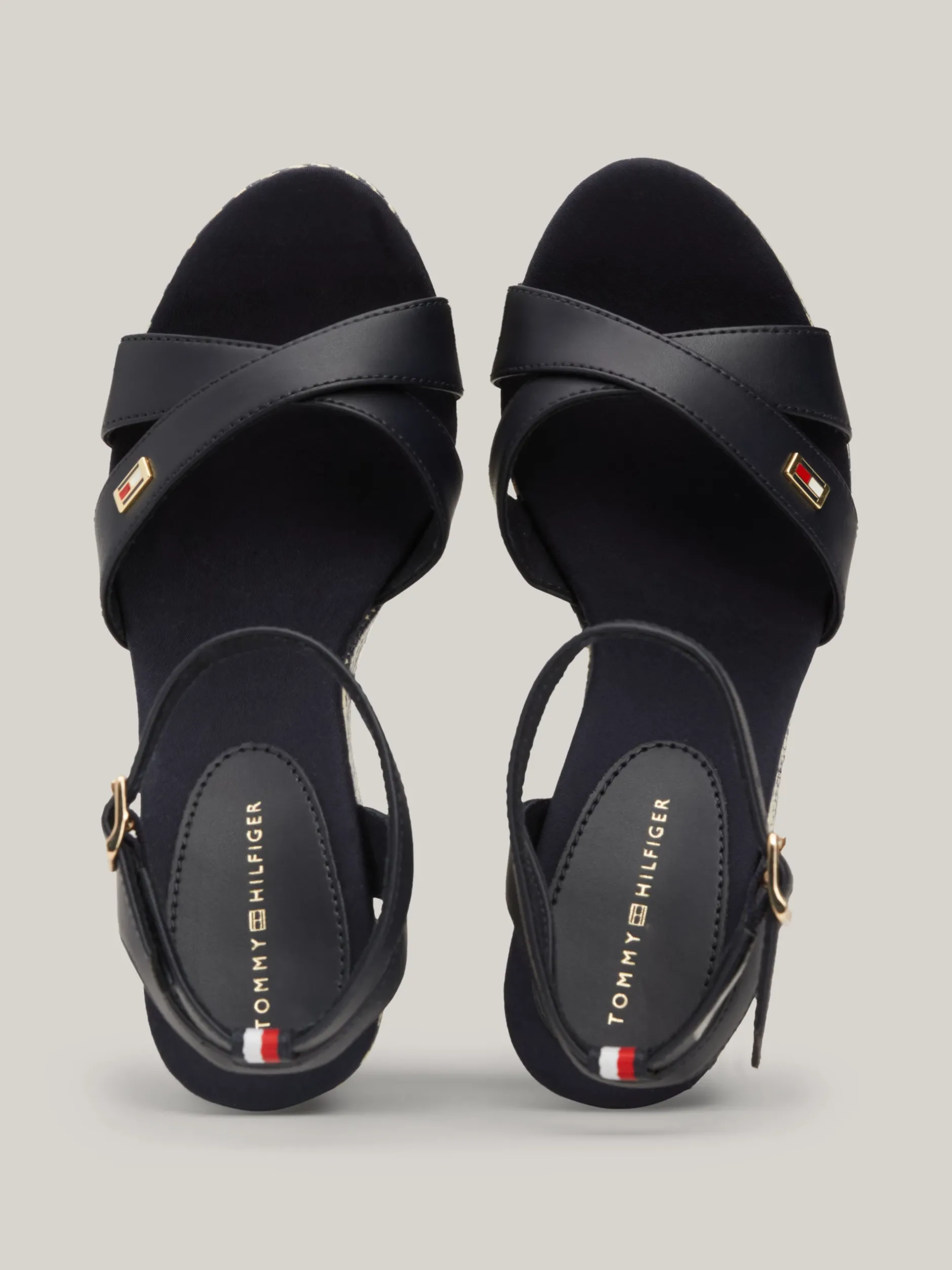 Sandały*Tommy Hilfiger Sandały Na Koturnie Z Paskami Z Rafii SPACE BLUE
