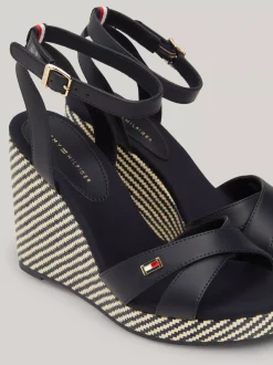 Sandały*Tommy Hilfiger Sandały Na Koturnie Z Paskami Z Rafii SPACE BLUE