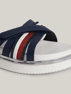 Obuwie I Akcesoria*Tommy Hilfiger Sandały Z Brokatowym Sygnowaniem Na Pasku BLUE