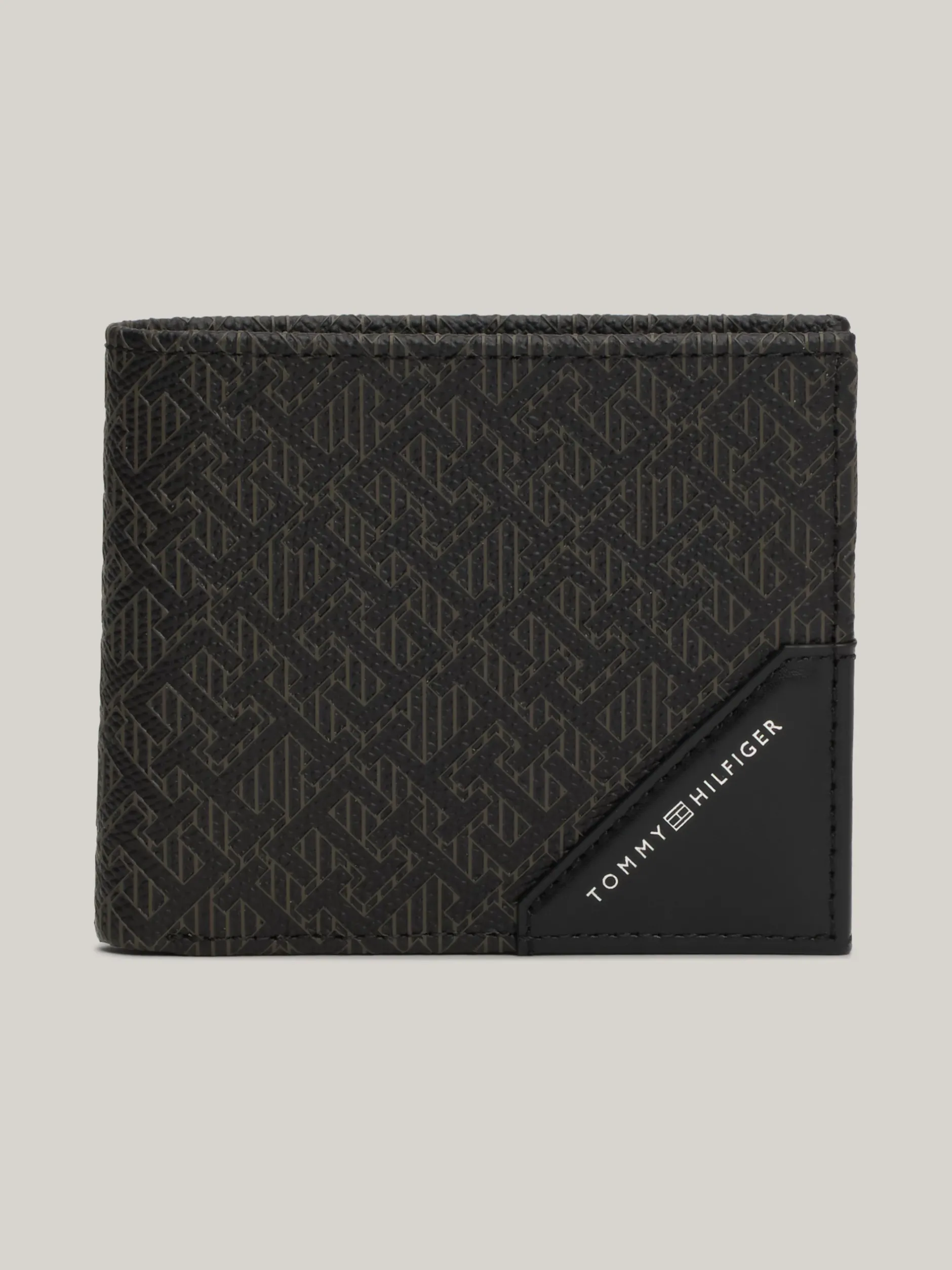 Portfele & Breloczki Do Kluczy*Tommy Hilfiger Składany Portfel Skórzany Business W Monogram TH BLACK