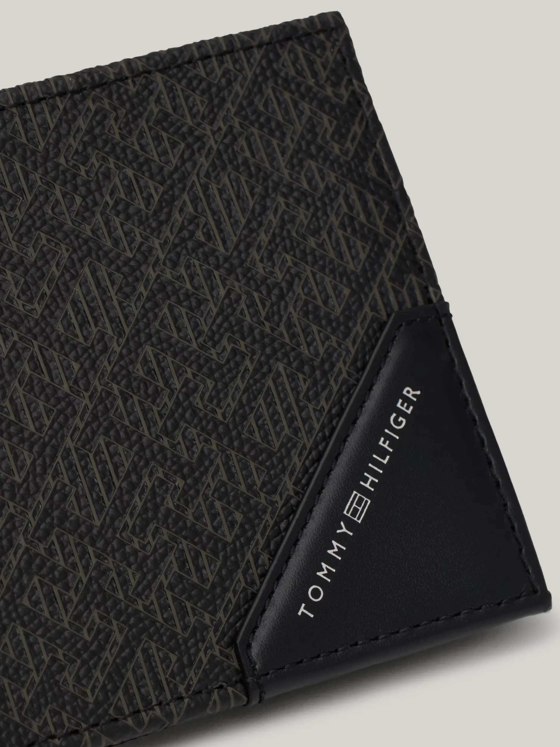 Portfele & Breloczki Do Kluczy*Tommy Hilfiger Składany Portfel Skórzany Business W Monogram TH BLACK