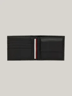 Portfele & Breloczki Do Kluczy*Tommy Hilfiger Składany Portfel Skórzany Business W Monogram TH BLACK