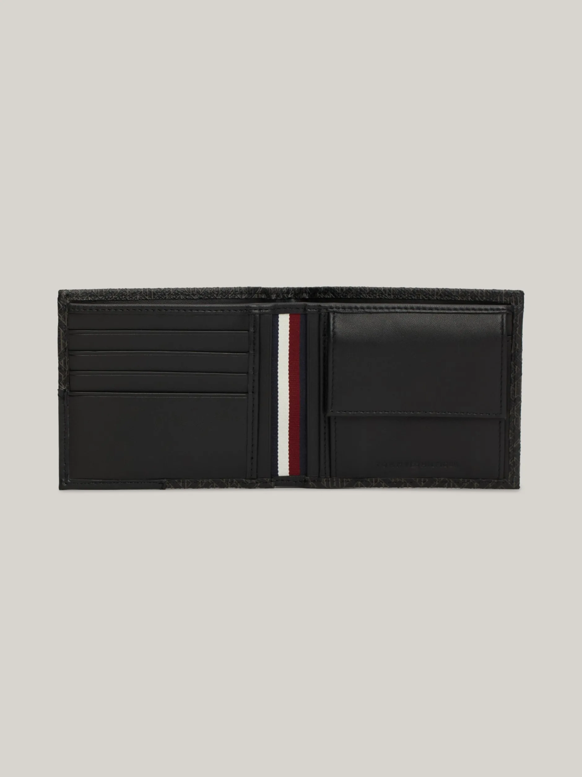 Portfele & Breloczki Do Kluczy*Tommy Hilfiger Składany Portfel Skórzany Business W Monogram TH BLACK