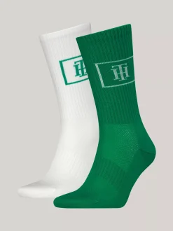 Skarpetki*Tommy Hilfiger Skarpetki Z Monogramem TH, Zestaw 2 Par GREEN/WHITE