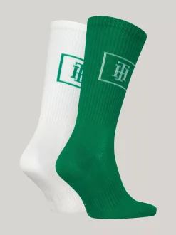 Skarpetki*Tommy Hilfiger Skarpetki Z Monogramem TH, Zestaw 2 Par GREEN/WHITE
