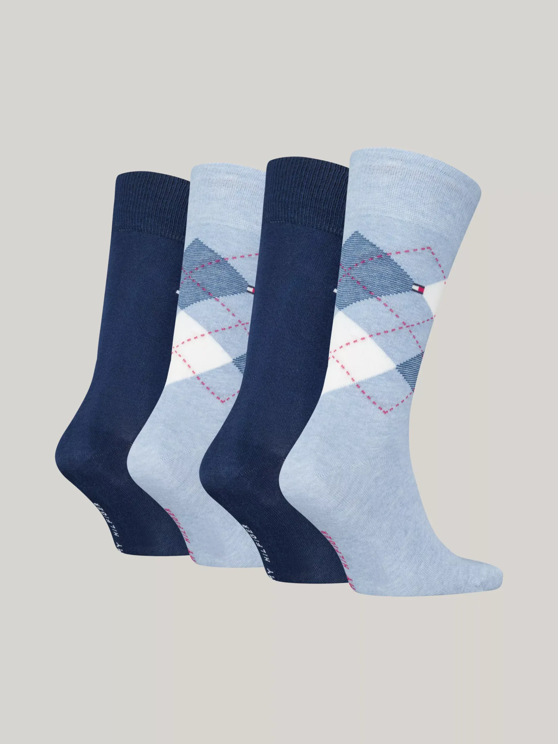 Skarpetki*Tommy Hilfiger Skarpetki Ze Wzorem Argyle – 4 Pary W Zestawie LIGHT BLUE MELANGE