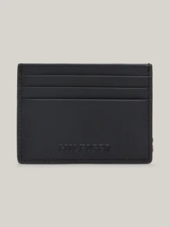Portfele & Breloczki Do Kluczy*Tommy Hilfiger Skórzan Etui Na Karty Z Logo Hilfiger Monotype BLACK