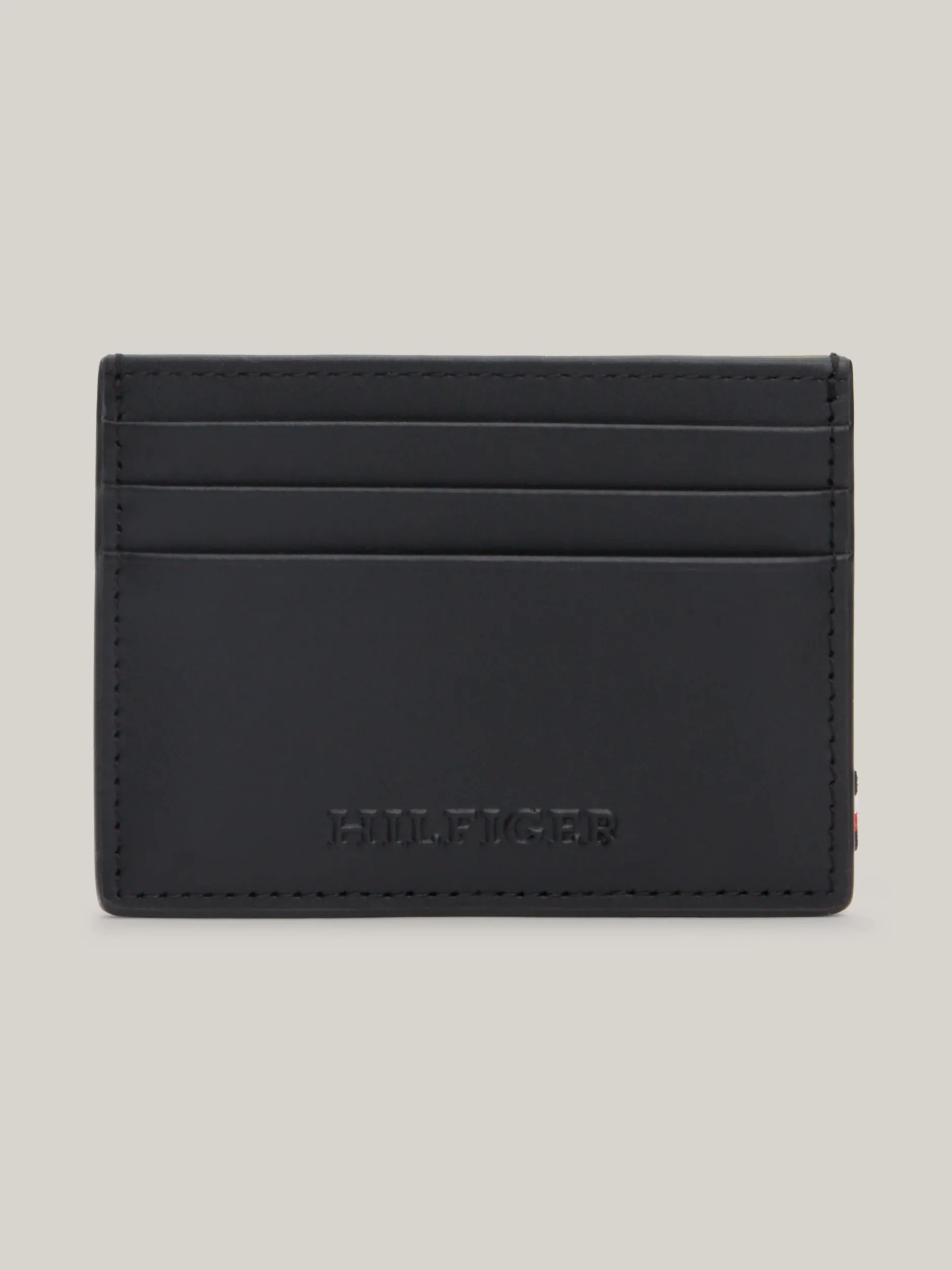 Portfele & Breloczki Do Kluczy*Tommy Hilfiger Skórzan Etui Na Karty Z Logo Hilfiger Monotype BLACK