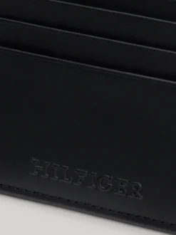 Portfele & Breloczki Do Kluczy*Tommy Hilfiger Skórzan Etui Na Karty Z Logo Hilfiger Monotype BLACK