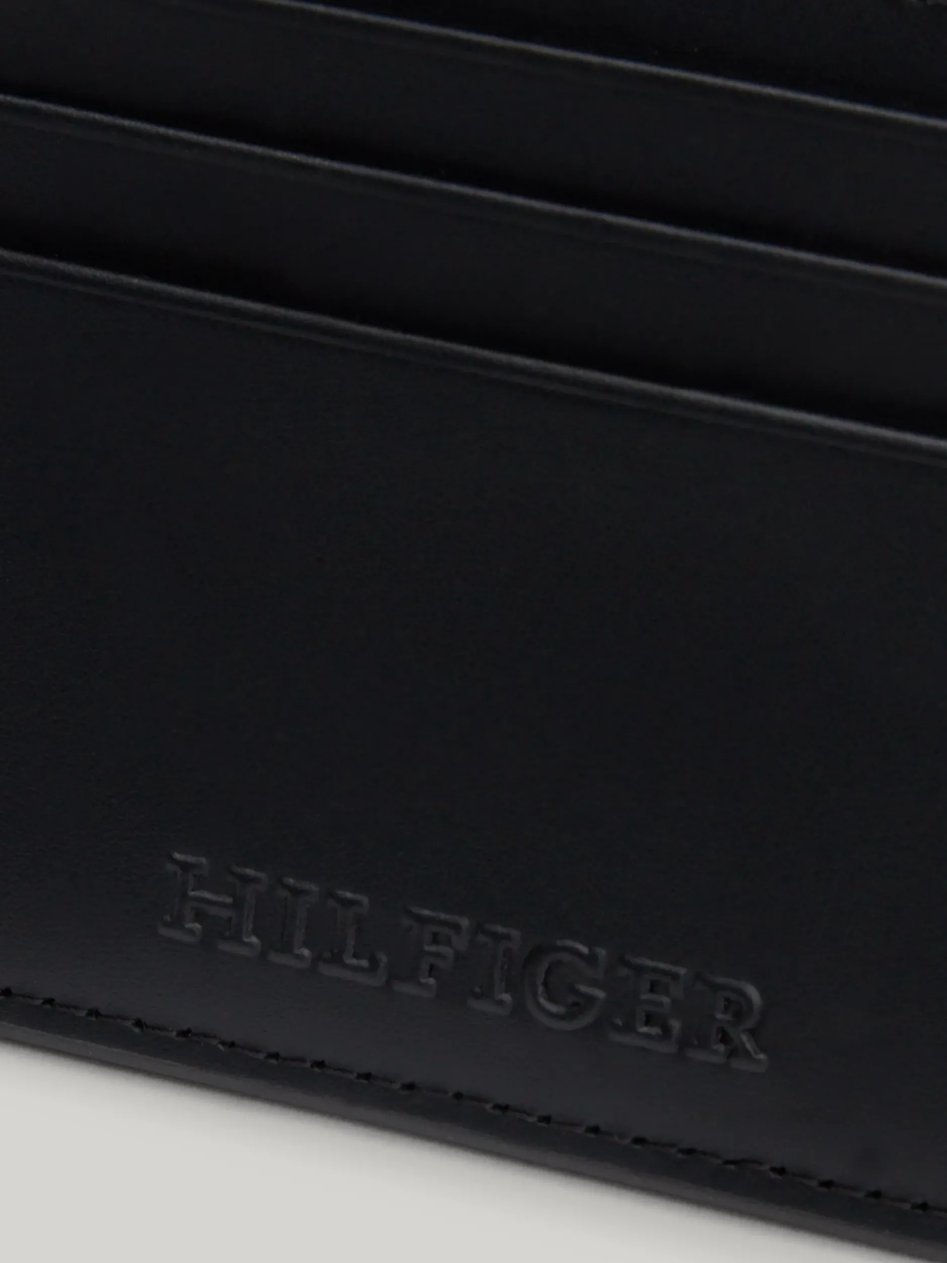 Portfele & Breloczki Do Kluczy*Tommy Hilfiger Skórzan Etui Na Karty Z Logo Hilfiger Monotype BLACK
