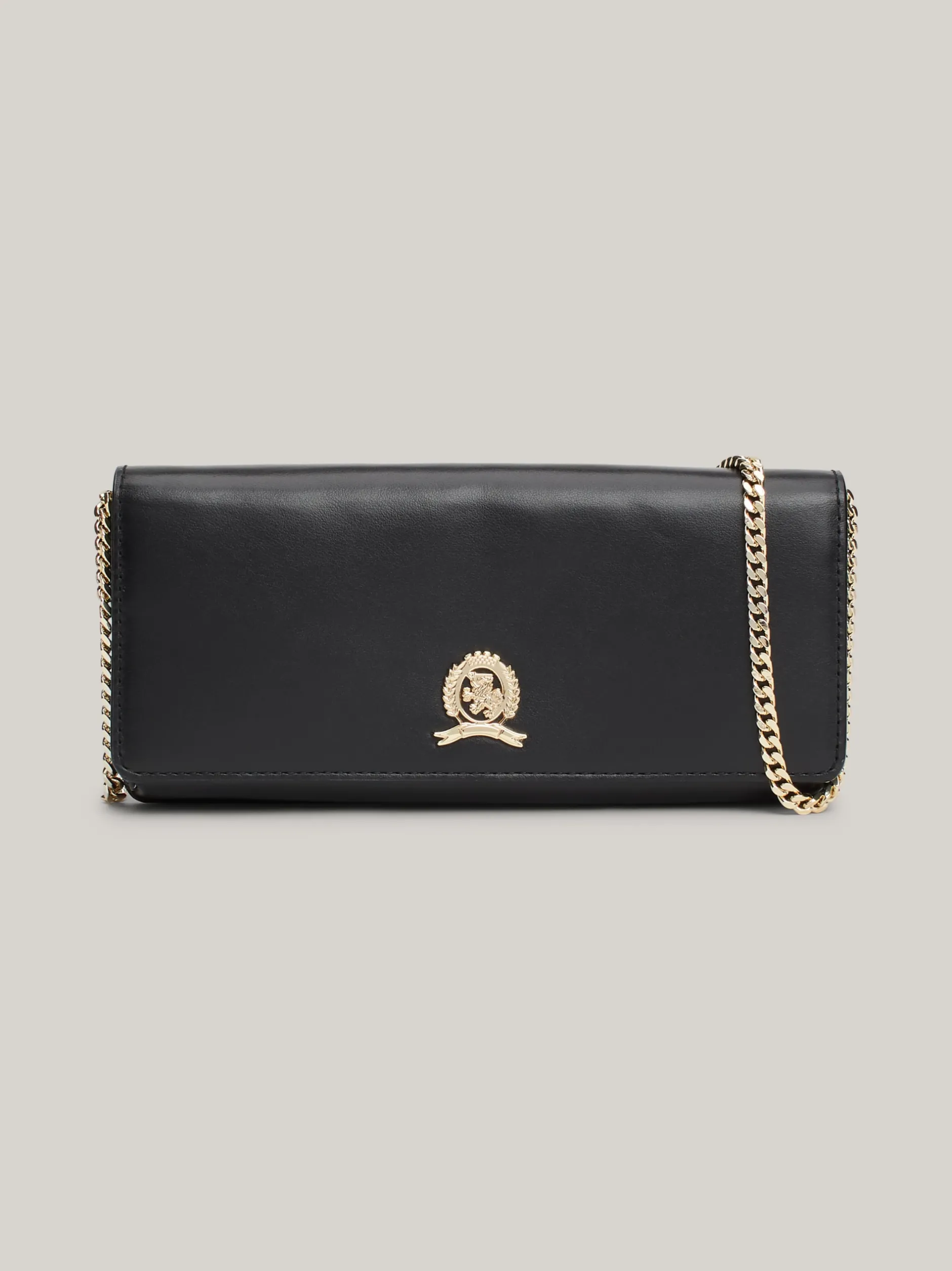 Portfele & Breloczki Do Kluczy*Tommy Hilfiger Skórzana Kopertówka Na łańcuszku BLACK