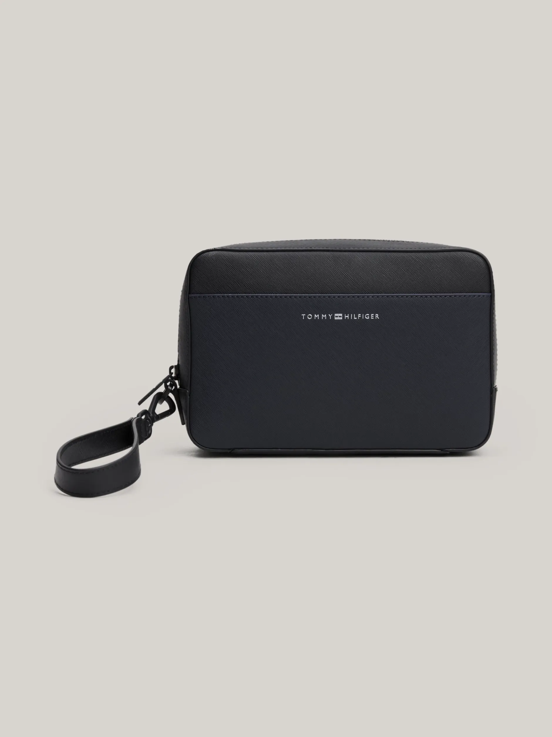 Kosmetyczki*Tommy Hilfiger Skórzana Kosmetyczka TH Business Z Logo BLACK