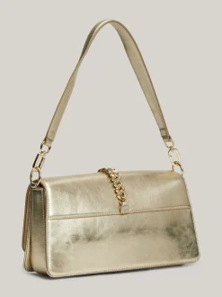 Torby Na Ramię*Tommy Hilfiger Skórzana Metaliczna Torebka Z Ozdobnym łańcuszkiem GOLD