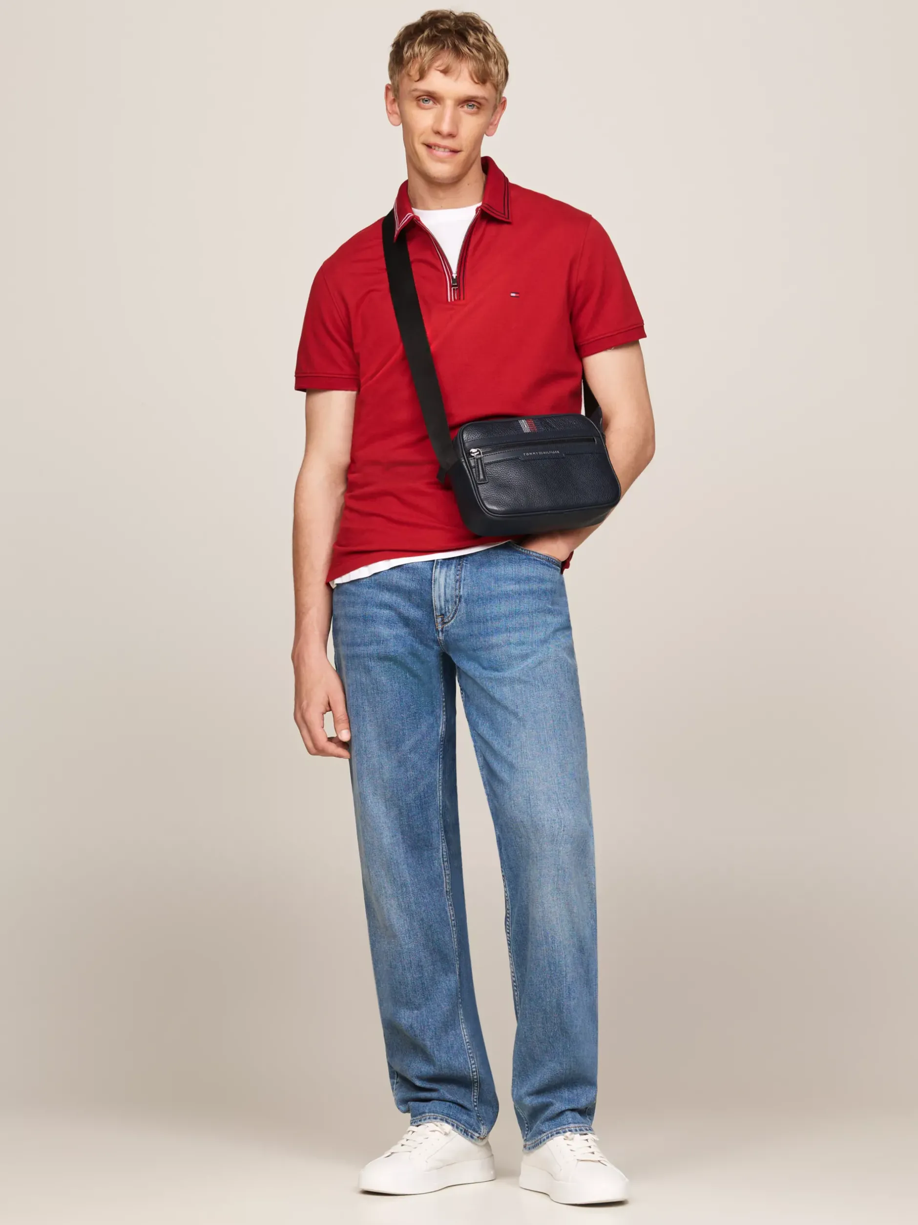 Torebki Na Pasku*Tommy Hilfiger Skórzana Torebka Na Aparat Casual SPACE BLUE
