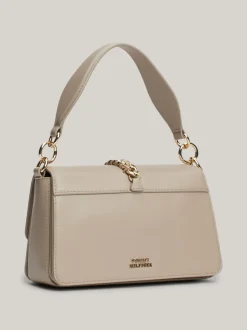 Torby Na Ramię*Tommy Hilfiger Skórzana Torebka Na Ramię Z łańcuszkiem BEIGE