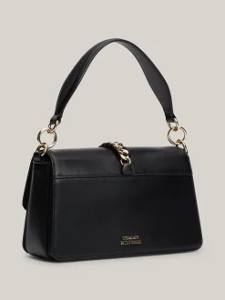 Torby Na Ramię*Tommy Hilfiger Skórzana Torebka Na Ramię Z łańcuszkiem BLACK