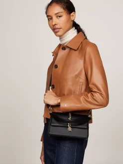 Torby Na Ramię*Tommy Hilfiger Skórzana Torebka Na Ramię Z łańcuszkiem BLACK