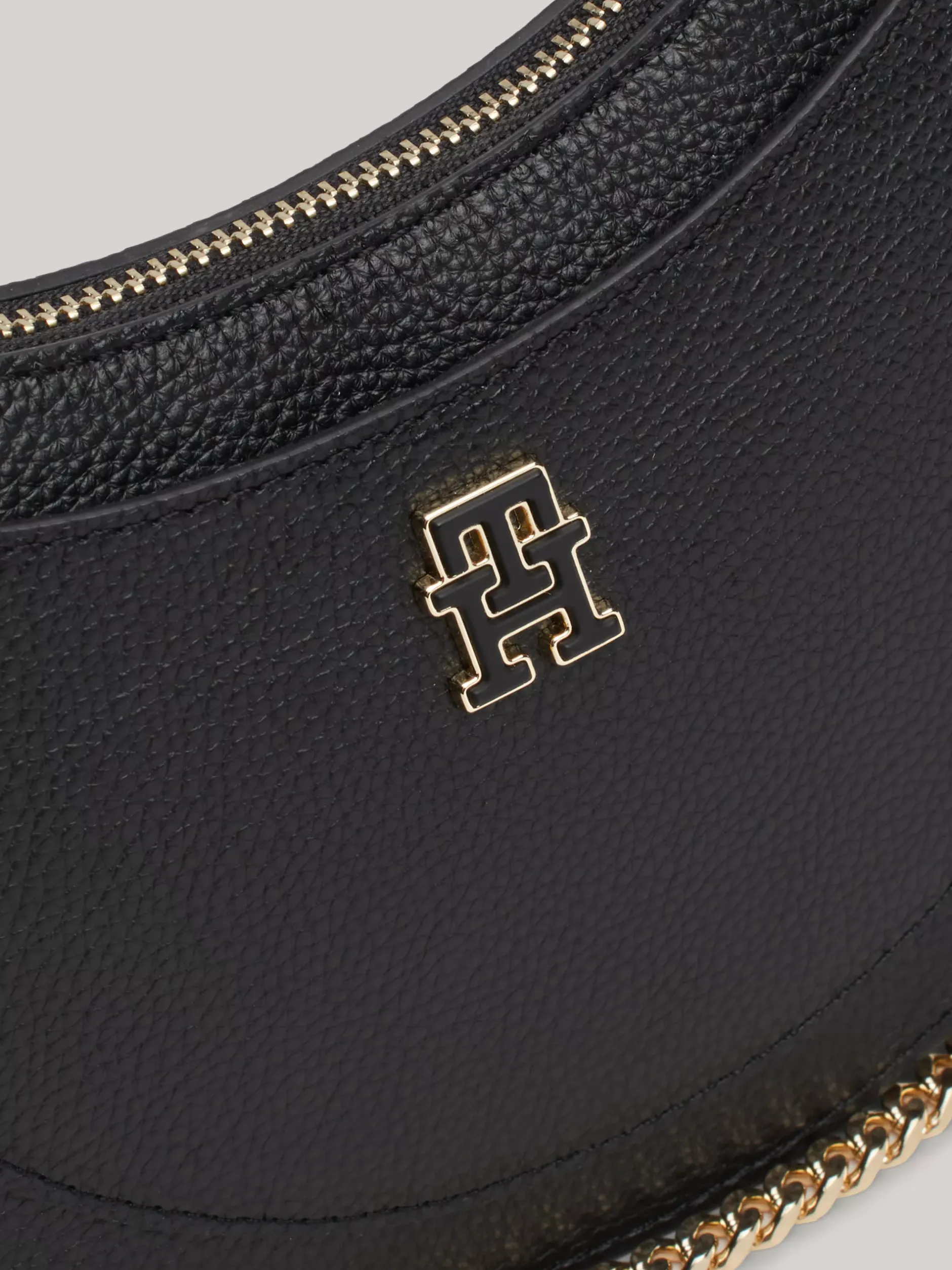 Torby Na Ramię*Tommy Hilfiger Skórzana Torebka Z łańcuszkowym Paskiem BLACK