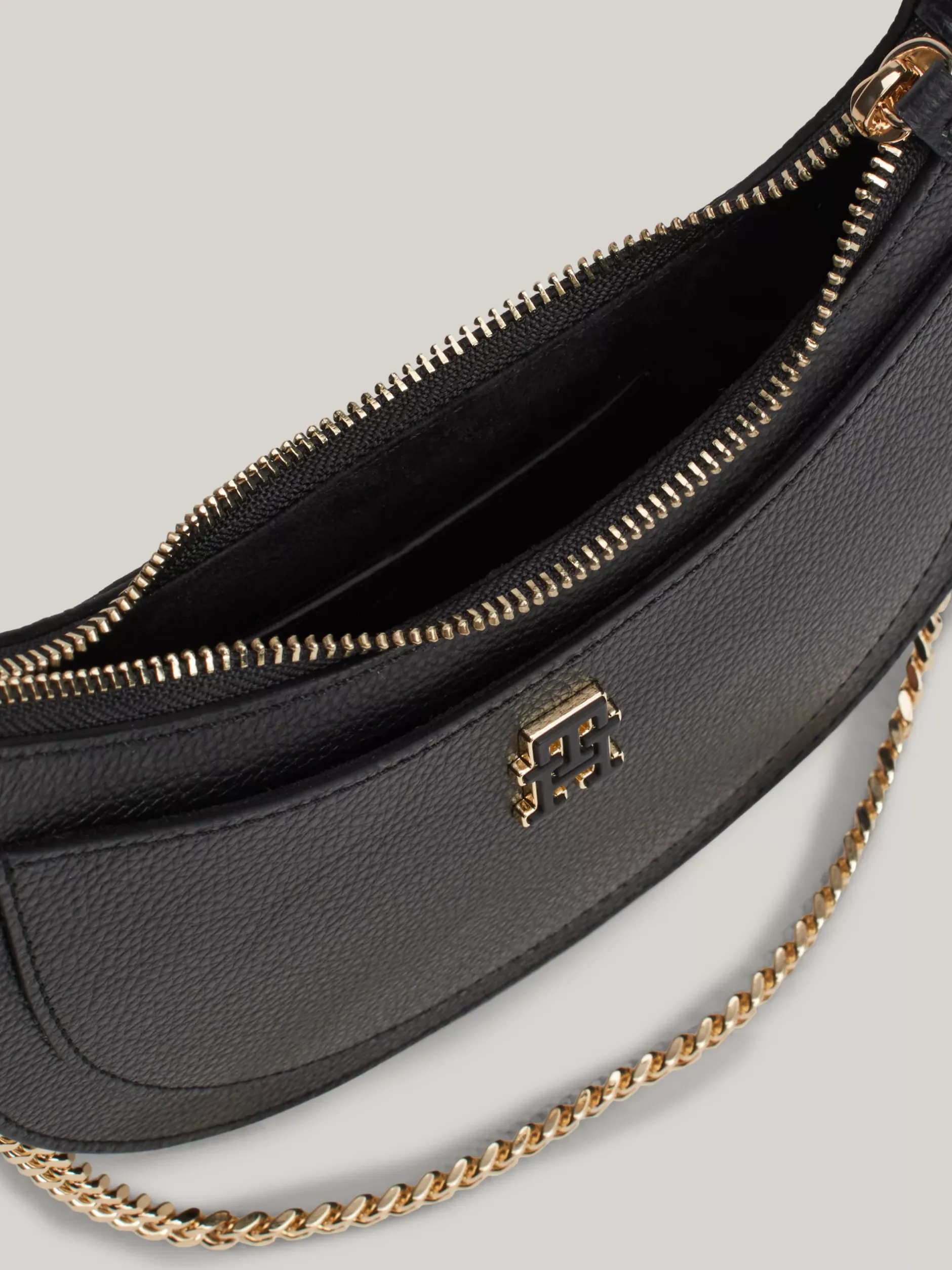Torby Na Ramię*Tommy Hilfiger Skórzana Torebka Z łańcuszkowym Paskiem BLACK